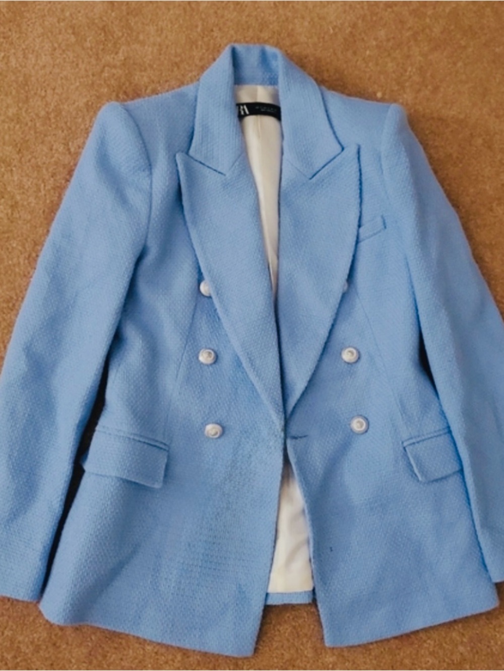 Light Blue Double-Breasted Women's Blazer Jacket